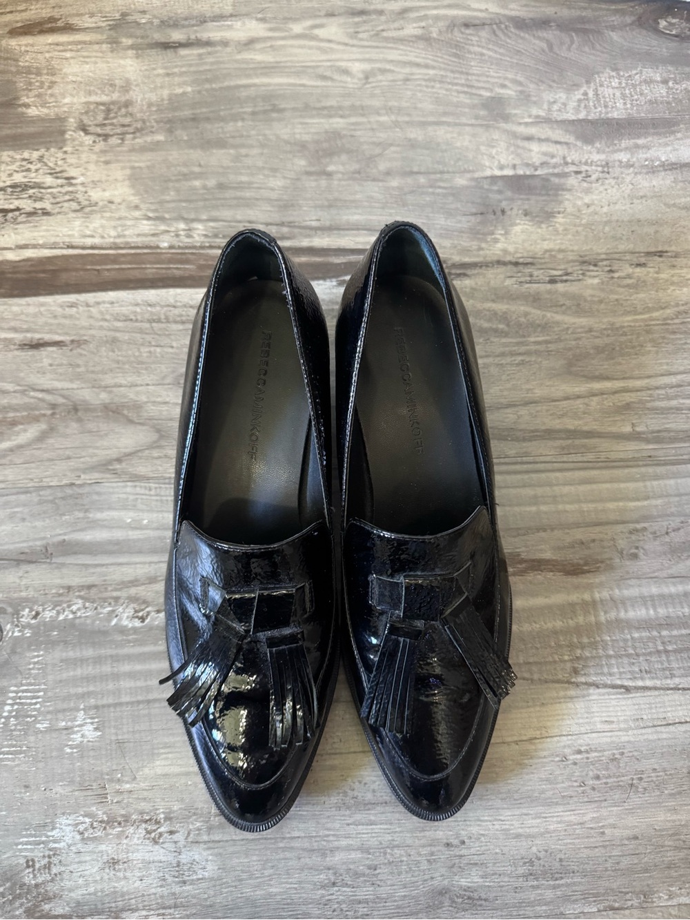 Rebecca Minkoff Edie Tassel Loafers – Black Patent Leather – Size 7.5M